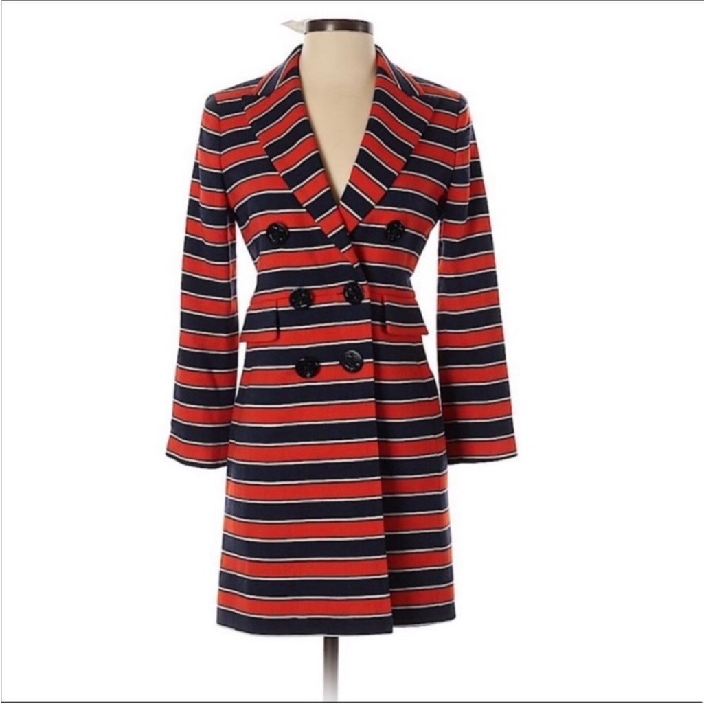 J. Crew Striped Stretch Wool Coat Size 6